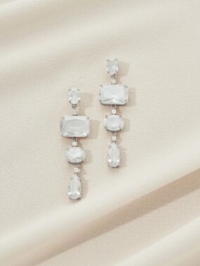 ISO Olive & Piper Hilton Drop Earrings - White/Silver